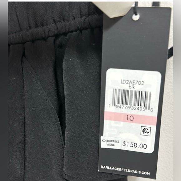 NWT - Karl Lagerfeld Silky Crepe Midi Peplum Dress - Size 10 - Picture 4 of 5